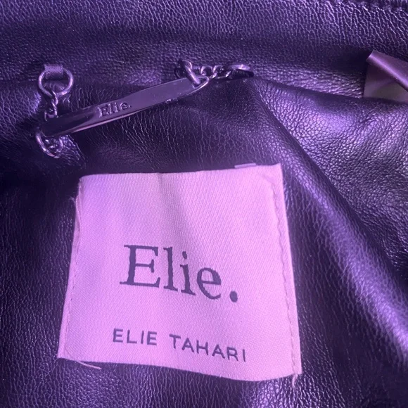 Elie Tahari Vegan Leather Crop black jacket